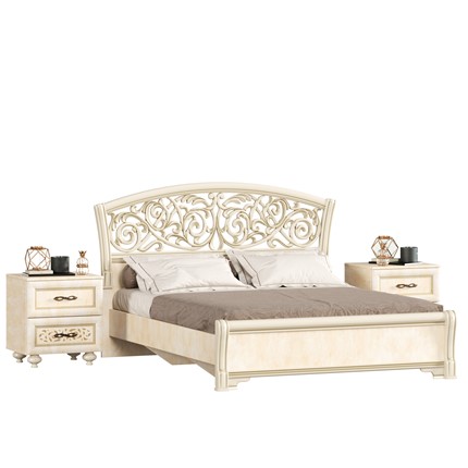 Гарнитур в спальню Александрия, кровать, 2 тумбочки, Ленто в Южно-Сахалинске - изображение