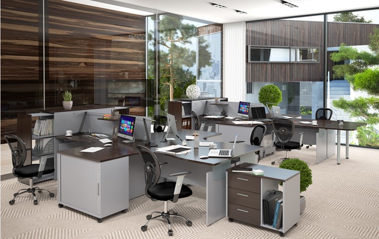Офисная мебель OFFIX-NEW для двух сотрудников и руководителя в Южно-Сахалинске - изображение 1