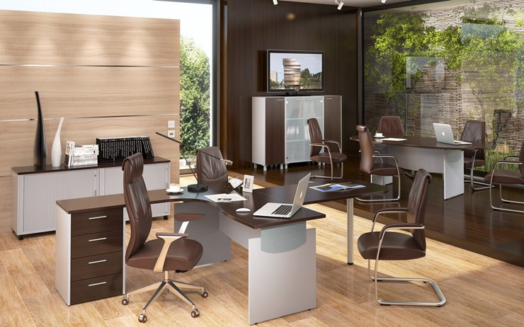 Офисная мебель OFFIX-NEW для двух сотрудников и руководителя в Южно-Сахалинске - изображение