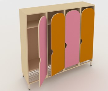Шкаф детский распашной ШГС4 Беж + Розовый + Оранжевый в Южно-Сахалинске