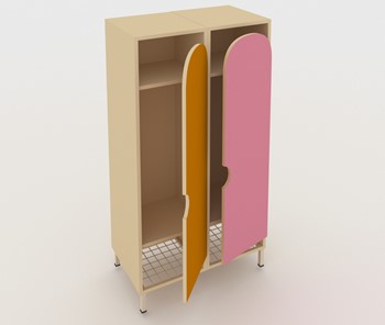 Детский 2-дверный шкаф ШГС2 Беж + Розовый+Оражневый в Южно-Сахалинске