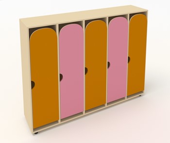 Распашной шкаф детский ШГ5У Беж+Оранжевый+Розовый в Южно-Сахалинске