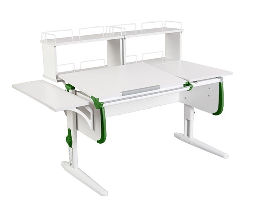 Детский стол-трансформер 1/75-40 (СУТ.25) + Polka_b 1/550 + Polka_zz 1/600 (2 шт.) белый/белый/Зеленый в Южно-Сахалинске - изображение