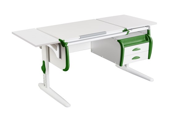 Детский стол-трансформер 1/75-40 (СУТ.25) + Polka_b 1/550 + Tumba 3 белый/белый/Зеленый в Южно-Сахалинске - изображение