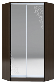 Шкаф угловой 2400х1103, ХИТ У-24-4-66-09, орнамент, 2 зеркалами, венге в Южно-Сахалинске