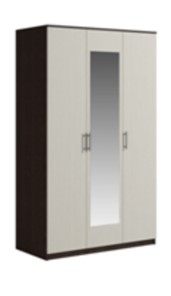 Шкаф 3 двери Светлана, с зеркалом, венге/дуб молочный в Южно-Сахалинске