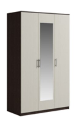 Шкаф 3 двери Светлана, с зеркалом, венге/дуб молочный в Южно-Сахалинске - изображение