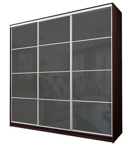 Шкаф 3-х дверный MAX МШ-25-6-27/2-222, Профиль Белый/Цвет Венге/Oraclal темно-серый в Южно-Сахалинске