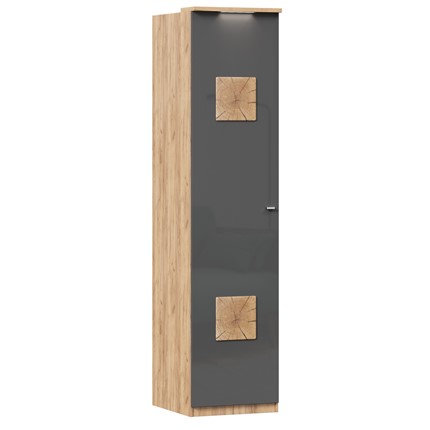 Шкаф одностворчатый с декор. накладками Фиджи 659.222, антрацит в Южно-Сахалинске - изображение