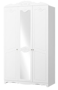 Шкаф трехдверный в спальню Лотос ШР-3 (Белый) 1 зеркало в Южно-Сахалинске