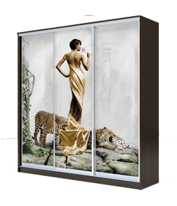 Шкаф 3-х створчатый 2300х2000х620, наполнение №2, Девушка с леопардом ХИТ 23-20-777-03 Венге Аруба в Южно-Сахалинске