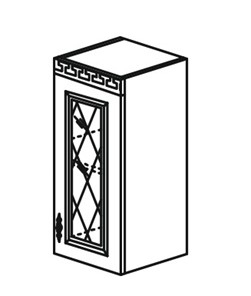 Кухонный шкаф Веста настенный однодверный с полкой со вставкой из стекла 718*400*323мм в Южно-Сахалинске
