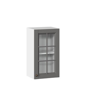 Настенный шкаф Амели-3 400 со стеклом ЛД 299.320.000.024, Белый/Оникс серый в Южно-Сахалинске