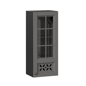 Настенный шкаф Амели-3 400 высокий со стеклом ЛД 299.420.000.042, Черный/Оникс серый в Южно-Сахалинске