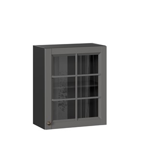 Навесной шкаф Амели-3 600 со стеклом ЛД 299.350.000.032, Черный/Оникс серый в Южно-Сахалинске
