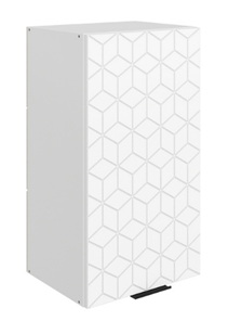 Шкаф на кухню Стоун L400 Н720 (1 дв. гл.) с фрезировкой (белый/джелато софттач) в Южно-Сахалинске