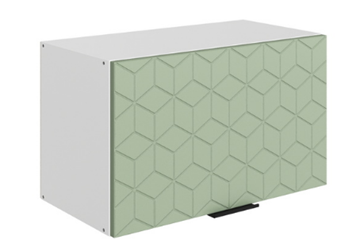 Кухонный навесной шкаф Стоун L600 Н360 (1 дв. гл.) с фрезировкой (белый/полынь софттач) в Южно-Сахалинске
