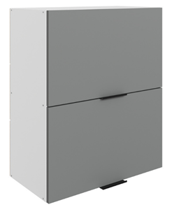 Шкаф на кухню Стоун L600 Н720 (2 дв. гл. гориз.) (белый/оникс софттач) в Южно-Сахалинске
