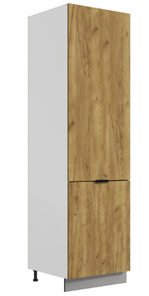 Шкаф-пенал Стоун L600 под холодильник (2 дв.гл.) (белый/акация светлая) в Южно-Сахалинске