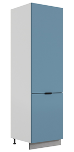 Шкаф-пенал Стоун L600 под холодильник (2 дв.гл.) (белый/изумруд софттач) в Южно-Сахалинске