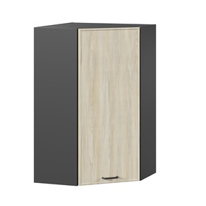 Угловой кухонный шкаф высокий Индиго ЛД 298.620.000.075, Чёрный/Дуб Мадейра топаз в Южно-Сахалинске