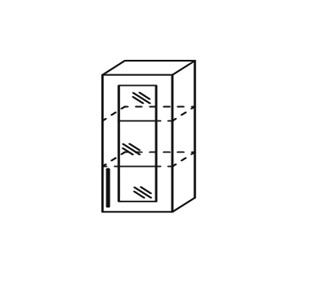 Кухонный шкаф Марибель Мыло, настенный однодверный с полкой со вставкой из стекла 918*400*320, ШНст 400/918 в Южно-Сахалинске