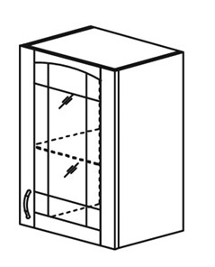 Шкаф кухонный Кантри настенный однодверный с полкой со вставкой из стекла 718*400*320мм в Южно-Сахалинске