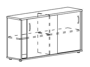 Шкаф-купе низкий Albero, для 2-х столов 60 (124,4х36,4х75,6) в Южно-Сахалинске