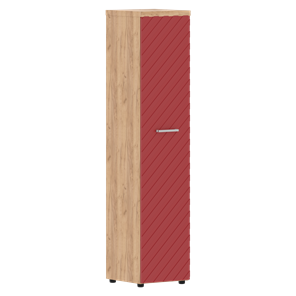Стеллаж с дверью TORR LUX TLHC 42.1 колонка с глухой дверью и топом 435х452х1958 Дуб Бофорд/ Красный в Южно-Сахалинске