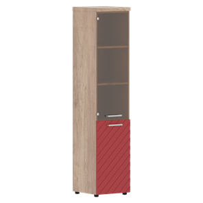 Шкаф-стеллаж TORR LUX TLHC 42.2 L колонка комбинированная с топом 435х452х1958 Дуб Каньон/ Красный в Южно-Сахалинске