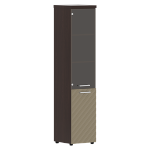 Стеллаж с дверью TORR LUX TLHC 42.2 L колонка комбинированная с топом 435х452х1958 Венге/ Капучино в Южно-Сахалинске