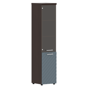 Стеллаж с дверью TORR LUX TLHC 42.2 L колонка комбинированная с топом 435х452х1958 Венге/Серо-голубой в Южно-Сахалинске