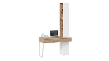 Компьютерный стол со шкафом комбинированным Порто СМ-393.15.012 (Белый жемчуг/Яблоня беллуно/Белый софт) в Южно-Сахалинске
