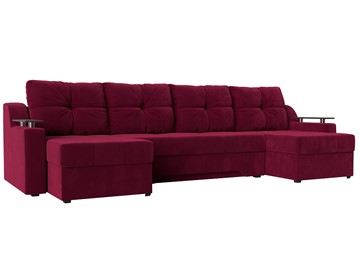Большой П-образный диван Сенатор, Бордовый (Микровельвет) боннель в Южно-Сахалинске