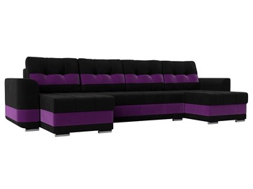 П-образный диван Честер, Черный/фиолетовый (вельвет) в Южно-Сахалинске