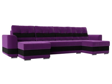 П-образный диван Честер, Фиолетовый/черный (вельвет) в Южно-Сахалинске