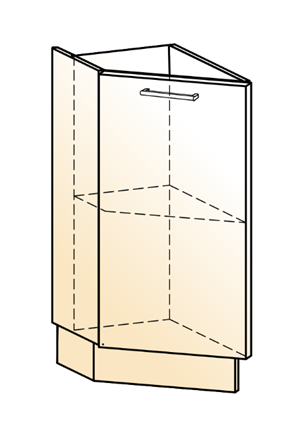 Кухонная тумба торцевая Яна 45 гр. L300 (1 дв. гл.) в Южно-Сахалинске - изображение
