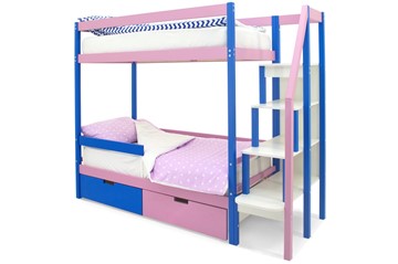 Детская двухэтажная кровать Svogen синий-лаванда в Южно-Сахалинске - предосмотр