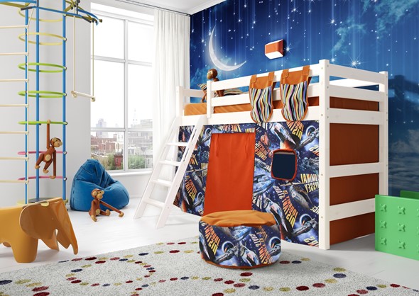Кровать-чердак детская Соня, Вариант 6 Белый в Южно-Сахалинске - изображение