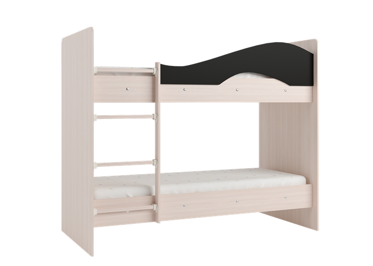 Детская  двухъярусная кровать Мая с 2 ящиками на щитах, корпус Млечный дуб, фасад Венге в Южно-Сахалинске - изображение 3