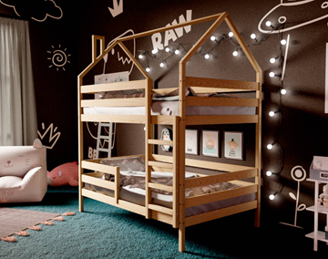 Детская двухэтажная кровать Домик, без покраски в Южно-Сахалинске - предосмотр 1