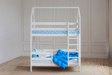 Двухъярусная кровать Домик, цвет белый в Южно-Сахалинске