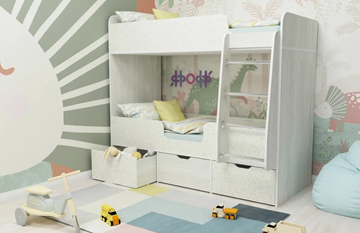 Двухэтажная детская кровать Малыш двойняшка 70х160, корпус Винтерберг, фасад Фейритейл в Южно-Сахалинске - предосмотр