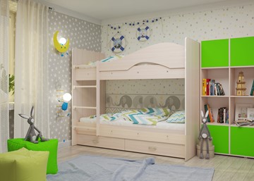 Детская 2-этажная кровать Мая на щитах, цвет Млечный дуб в Южно-Сахалинске - предосмотр 2