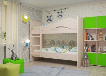 Детская 2-этажная кровать Мая на щитах, цвет Млечный дуб в Южно-Сахалинске - предосмотр 1