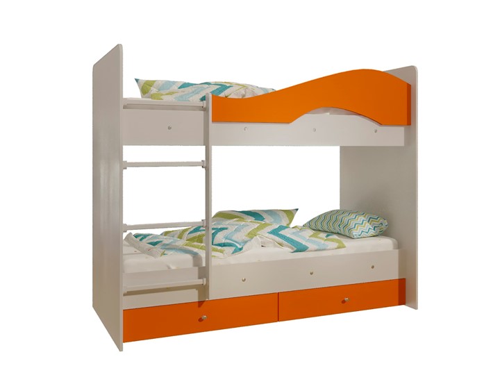 Кровать 2-ярусная Мая с 2 ящиками на щитах, корпус Млечный дуб, фасад Оранжевый в Южно-Сахалинске - изображение 4