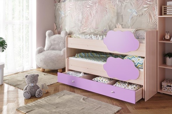 Детская двухъярусная кровать Соник 1.6 с ящиком, Ирис в Южно-Сахалинске - изображение