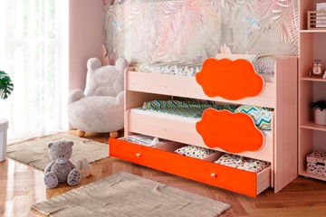 Детская двухэтажная кровать Соник 1.6 с ящиком, Оранжевый в Южно-Сахалинске