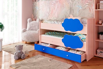 Детская двухъярусная кровать Соник 1.6 с ящиком, Синий в Южно-Сахалинске