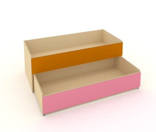 Кровать для детей 2-х уровневая КД-2, Беж + Оранжевый + Розовый в Южно-Сахалинске - изображение